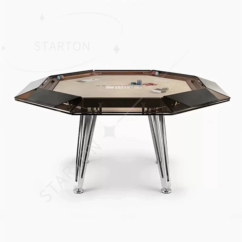 Light Luxury Creative Desig Tempered Glass Poker Table Multi-person Chess and Card Table Club Entertainment Furniture