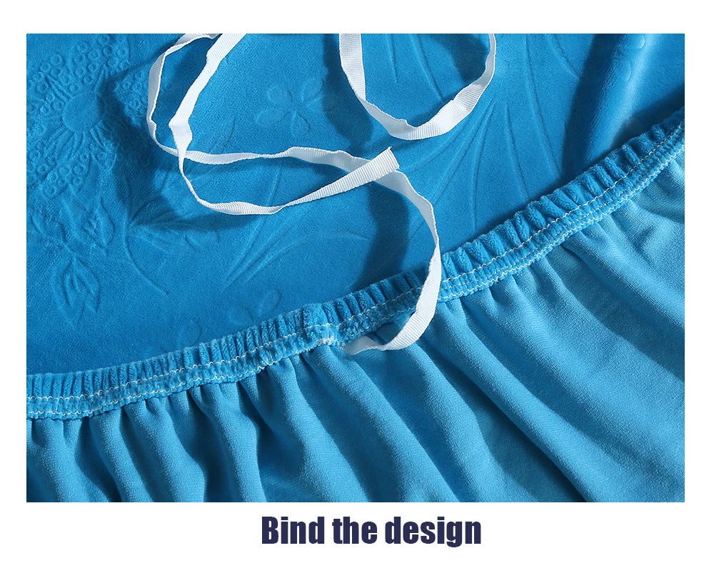 Elegant Stretchable Sofa Cover with Skirt for 1/2/3/4 Seater Soft Velvet Non-Slip Elastic Luxury Solid Color