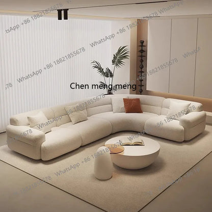 B456 Minimalist new fan-shaped large flat-layer curved sofa customized left and right concubine lamb wool large apartment