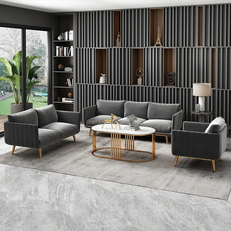 Office sofa Simple modern coffee table combination set Reception room Business meeting three-person sitting area sofa