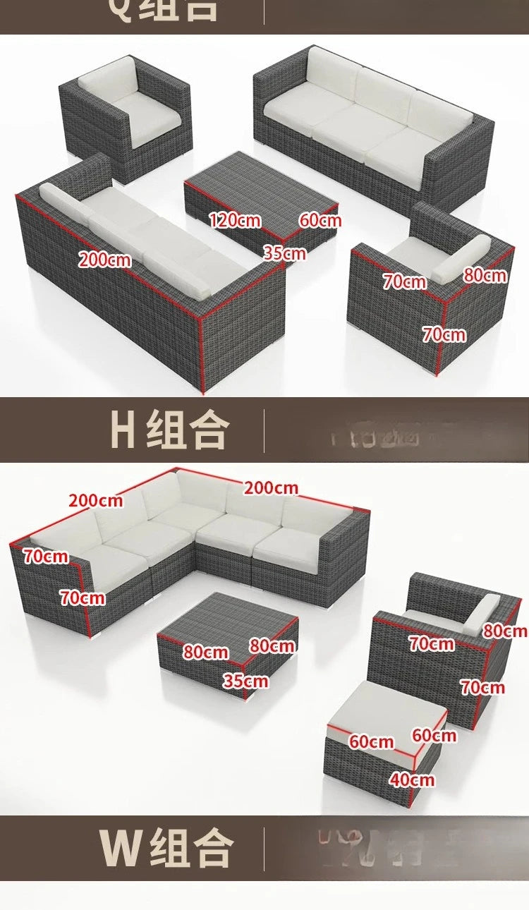 Outdoor sofa combination courtyard garden balcony rattan table and chairs terrace waterproof and sun protection outdoor