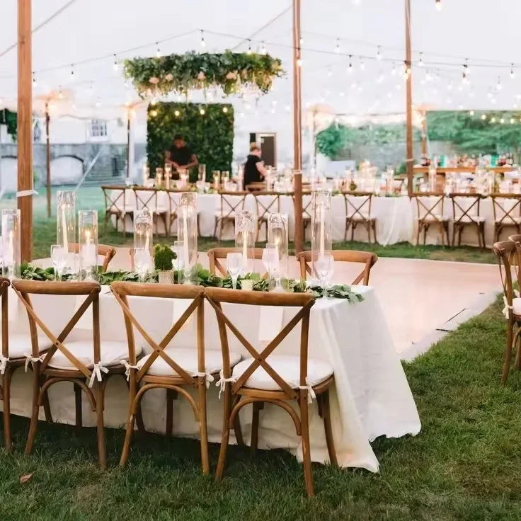 Outdoor Pine Wood Antique Color Folding Farm Dinning Table for Wedding
