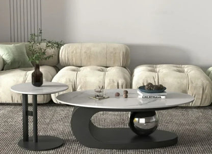Bright Oval Coffee Tables for Tea Room Italian Rock Slab Easy To Clean Side Table Luxury Tables for Living Room a
