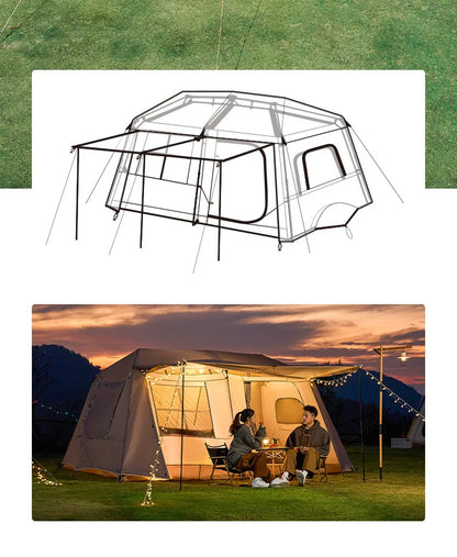 Cabin Tent 2 Room Large Family Camping Tent Automatic Quick Setup Waterproof UV Protection Outdoor 4 Season Ridge Tent