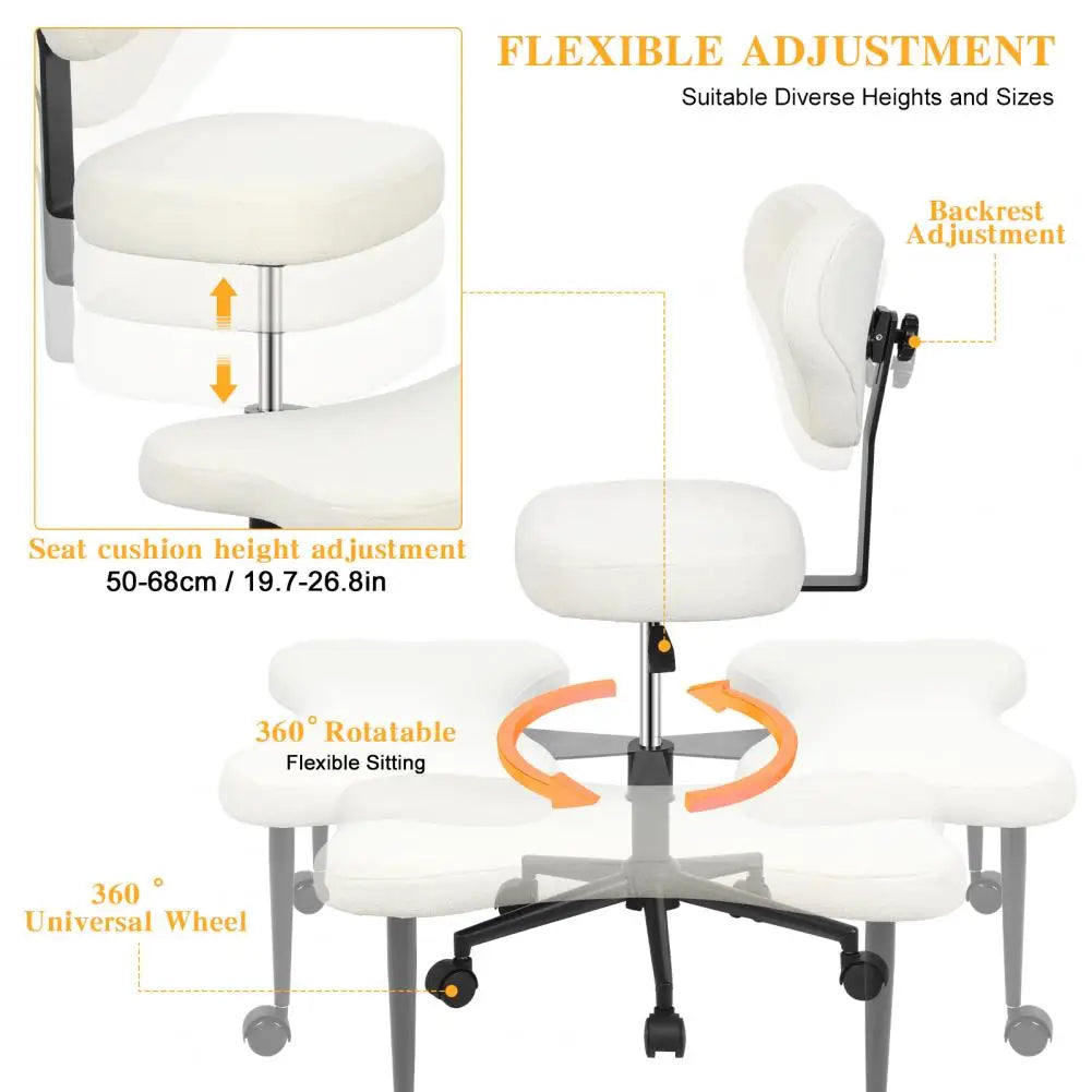 Cross Leg Chair - Meditation Chair with Wheels, ADHD Chair, Height Adjustable Seat, Adjustable Footstool