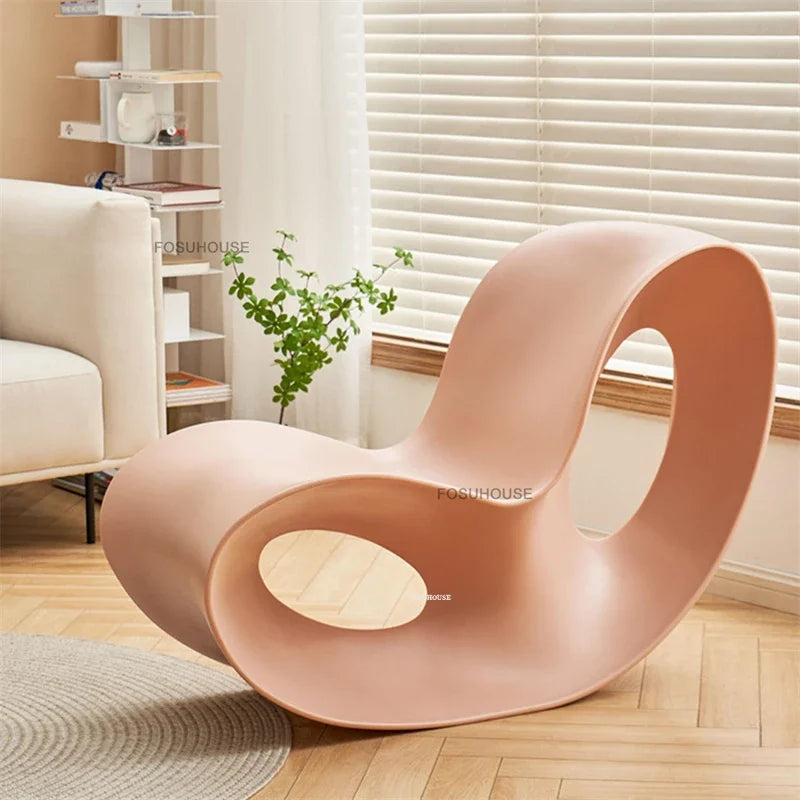 European Plastic Living Room Chairs Creative Rocking Chair Design Lounge Chair Living Room Furniture Single Sofa Chair SK7A