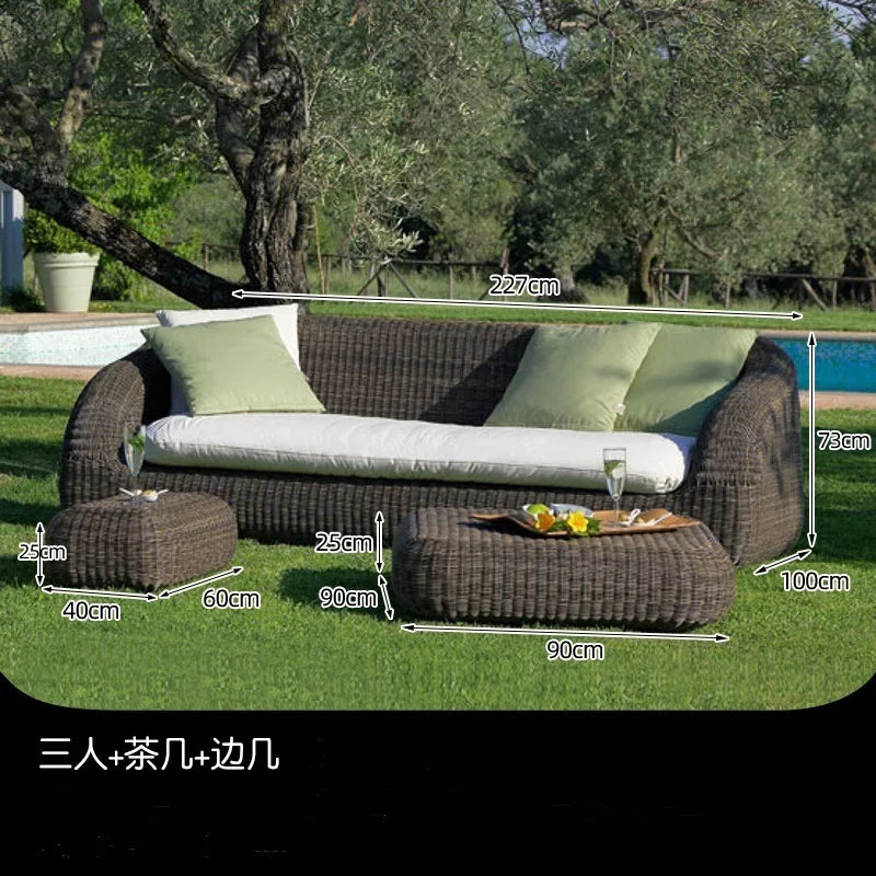 Outdoor courtyard rattan sofa rattan chair leisure sun room outdoor garden terrace round rattan sofa chair open-air furniture