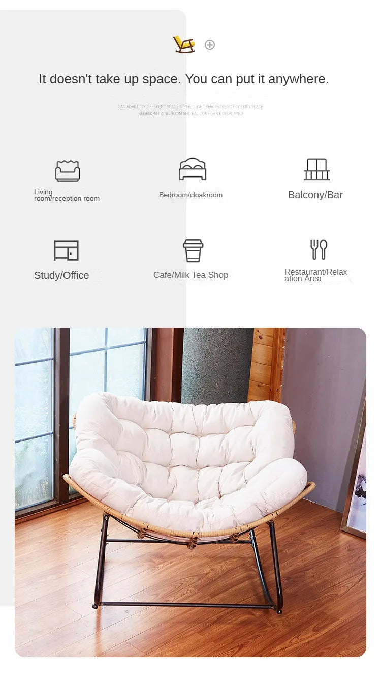 Rocking Chair Lazy Sofa Bird Nest Shaped Living Room Balcony Nap  Small Apartment Rattan Woven Adult