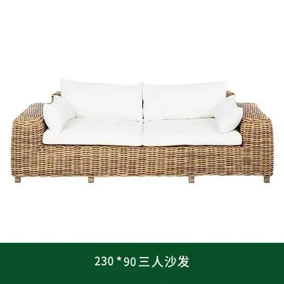 Outdoor sofa courtyard rattan chair three-piece indoor living room sofa combination villa rattan sofa chair sunscreen furniture