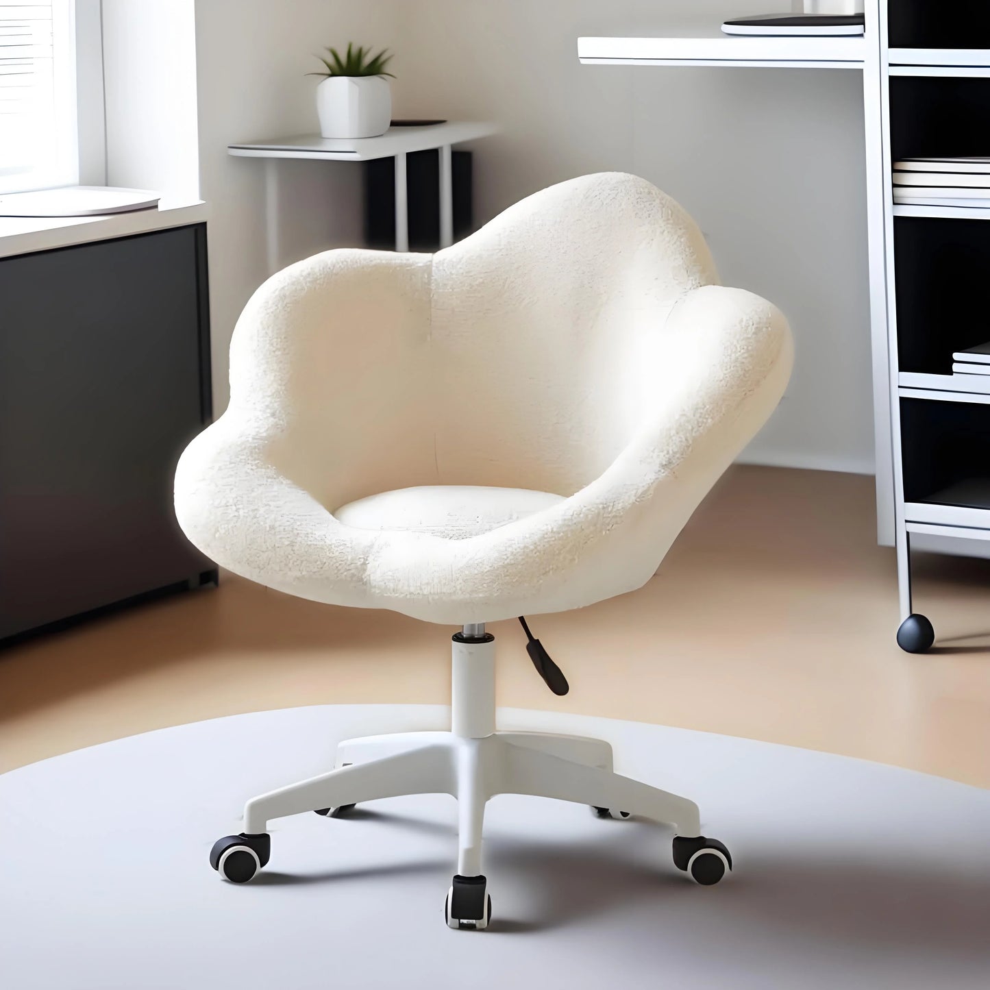 Formwell Home Office Chair with Mid-Back Upholstered Modern Tufted Computer Task Chair Swivel Height Adjustable lambswool