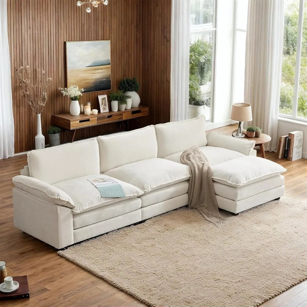 Deep Convertible Sectional Sofa,  L-Shape 3-Seat Couches for Living Room