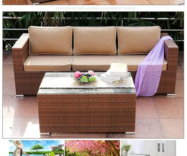 Outdoor Open-air Garden Sofas Hotel Backrest Modern Leisure Garden Sofas Balcony Pe Rattan Furniture Sofá Do Jardim MHHYSF