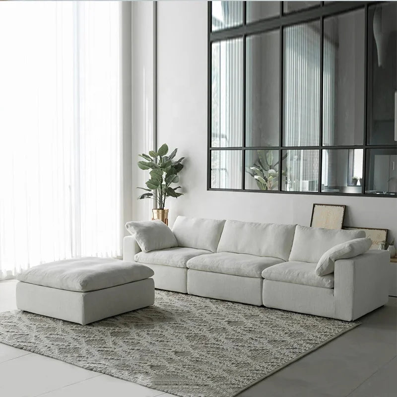 Living Room Furniture Fabric Sectional Couch Sofa Set Modular White Big Corner Group Sofa