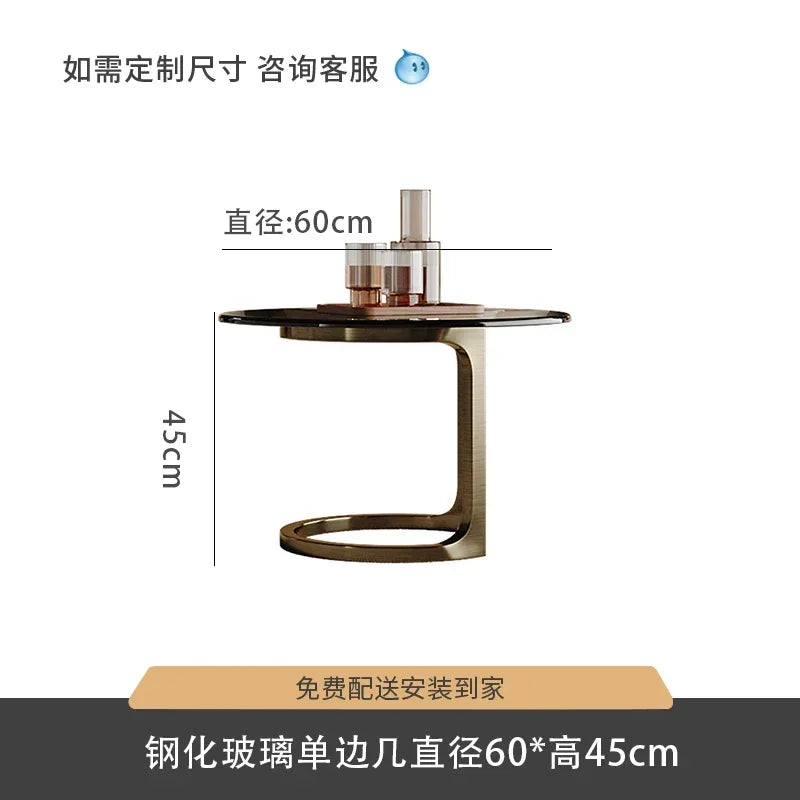 A163 Italian Light Luxury Stainless Steel round Living Room Home Coffee Table Modern Side Table
