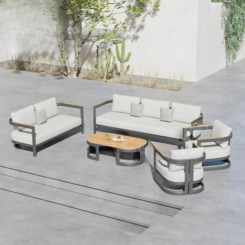 Modern Hotel Villa Outside Wear-Resistant Aluminum Frame Garden Sofa Outdoor Patio Furniture Sofas Set With Waterproof Cushion
