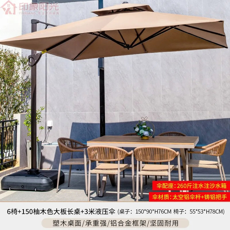 Outdoor table and chair courtyard villa leisure open-air balcony rattan chair Internet celebrity waterproof sunscreen garden