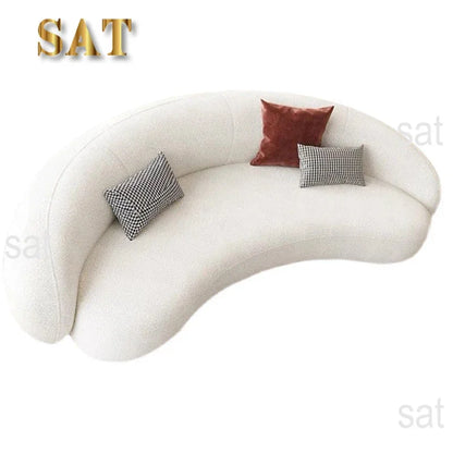 -Modern Light Design Luxury Nordic Velvet Curved Comfortable Living Room Armrest Sofa