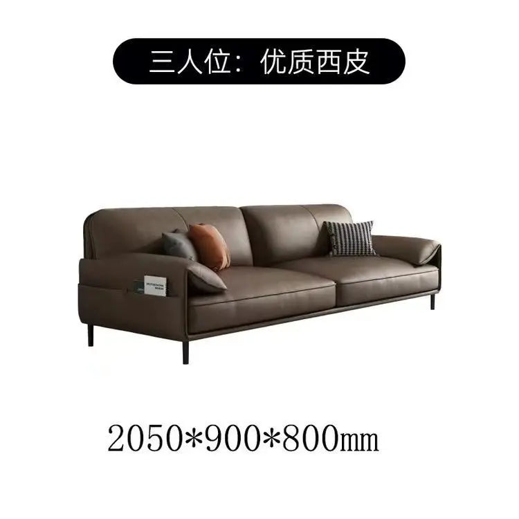 Simple Modern Office Sofa Coffee Table Set Luxury Genuine Leather Three-Seater for Business Meeting Reception Living Room Hotel