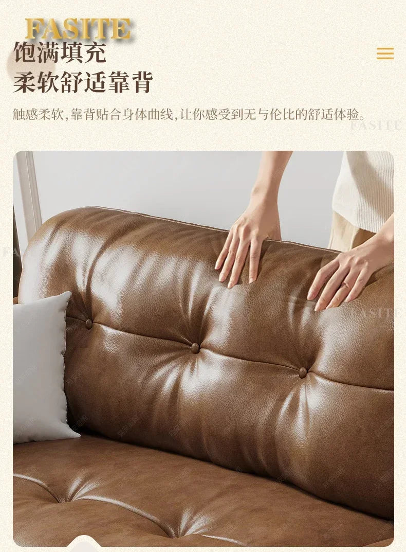 Portable Minimalist Brown Sleep Sofa Faux Leather Designer Loveseat   Sofa Couch Cloud  Living Room Furniture