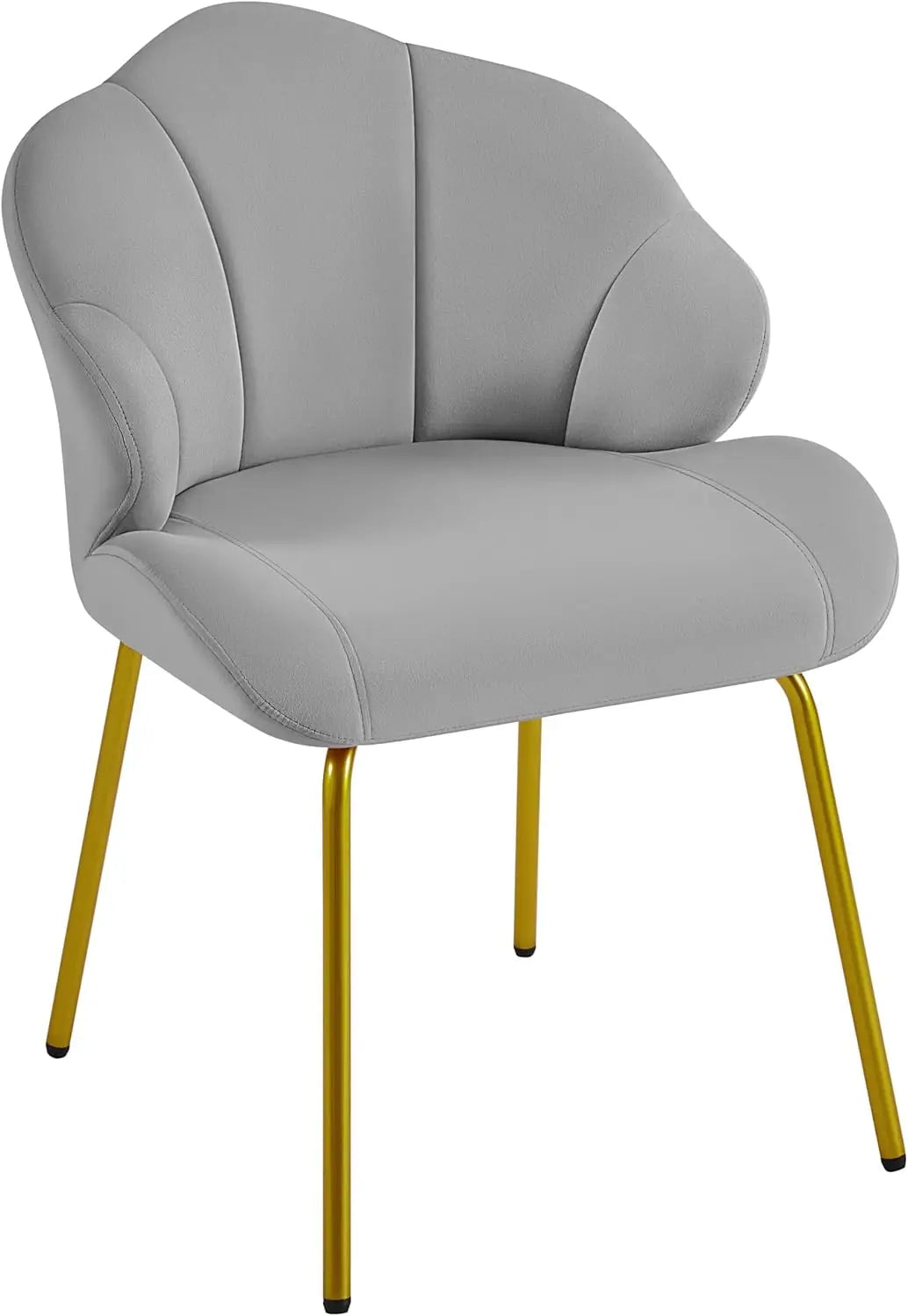 Velvet Accent Chair with Shell-Shaped Backrest, Modern Armchair with Gold Metal Legs for Dressing Room/Bedroom/Living Room