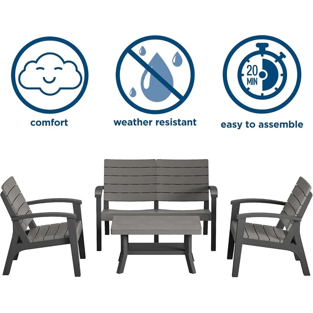 resin patio conversation set for four