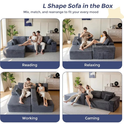 Vacuum Compression Living Room Boneless High Density Combination Foam Sofa Sofa Bed with Cup Holder