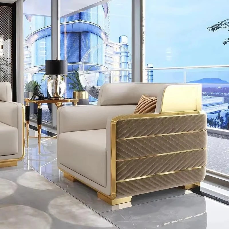 Newest Modern Luxury Velvet Upholstered Living Room Sofa Set Stainless Steel Frame for Home Villa Living Room Furniture