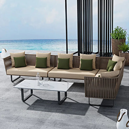 Outdoor Sofa Sunscreen Waterproof Courtyard Terrace Balcony Leisure Rattan Chair Sofa Double Card Seat Rattan Sofa Furniture