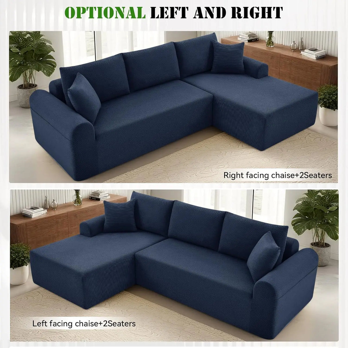Modular Sectional Sofa With Chaise, Cloud Sectional Couch With Deep Seat, Modular L-Shape Sofa Corduroy Boneless Couch