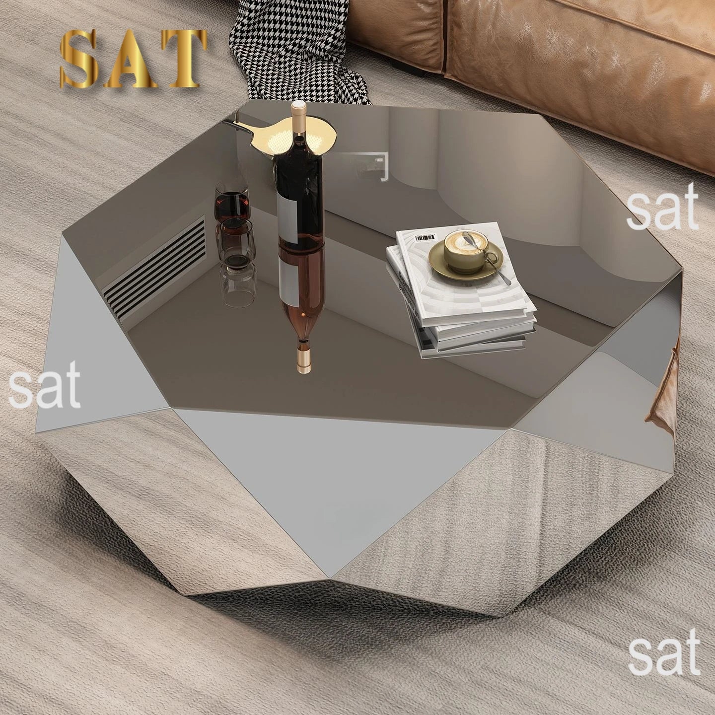 Z Living Room Home Designer Style Light Luxurymodern Minimalist Irregular Stainless Steel Diamond Coffee Table Mesa Auxiliar Roo