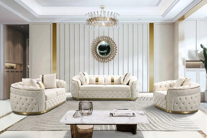Machine High Quality Luxury Living Room Sofa Set Gold Stainless Steel Lounge Sofa Velvet 2-3 Seater Couch