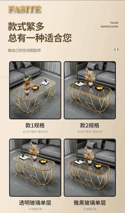 Postmodern Luxury Glass Coffee Tables Nordic Patio Center Entrance Floor Coffee Tables Smart Elegant Home Furniture