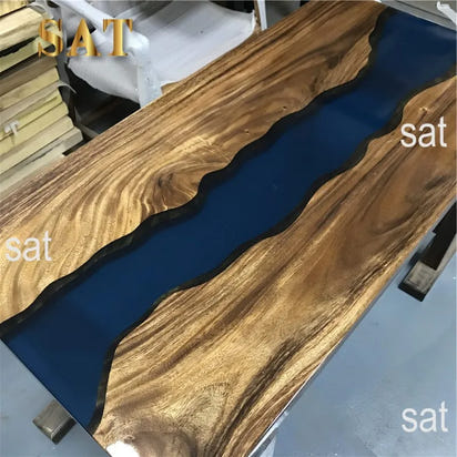 Modern Fashion Creative Living Room Office Epoxy Resin River Solid Wood Table Pattern Customization