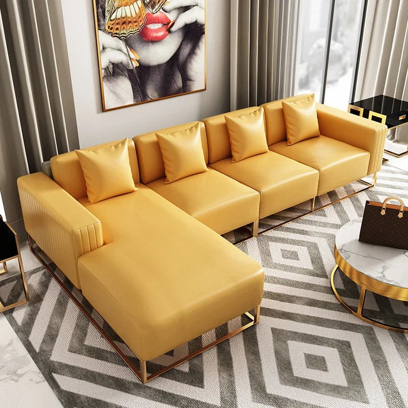 A Modern Design Corner Leather Couch Living Room Sofas Set Modular Home Furniture Sectional L Shaped Luxury Sofa