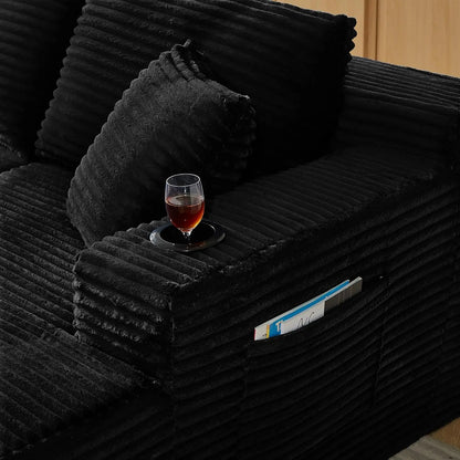 133" Oversized Modular Sectional Cloud Couch With Cup Holders, U Shaped Comfy Boneless Memory Foam Couches For Living Room, Plus