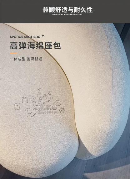 Q4  Light Luxury Velvet Curved Sofa Beauty Salon Clothing Store Moon-Shaped Sofa