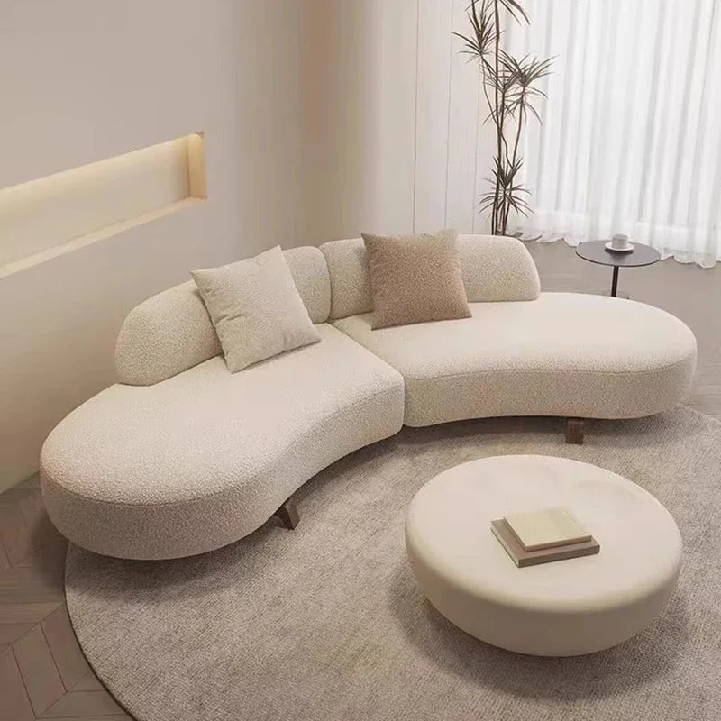 Curved Modern Soft Unique Sofa Kawaii Wood Foam Nordic Luxury Sofa Sectional Lounge Designer Divano Letto Living Room Furniture