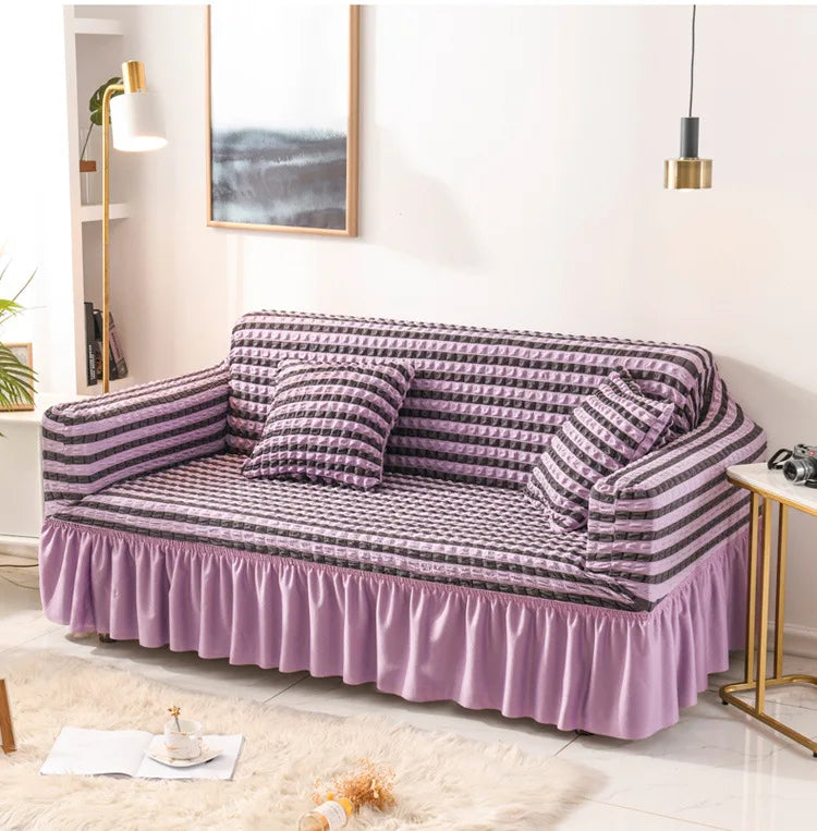 Fabric Skirt 2/3 Seater Sofa Cover 140-230cm Full Package Single Universal Elastic Sofa Slipcovers American Rustic Four Seasons
