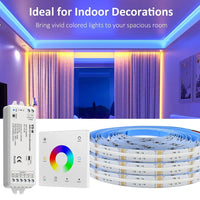 5M 10M 20M 24V COB RGB+CCT LED Strip Flexible Dimmable Room Cabinet Liner Light Bedroom Decor 2.4G RF Touch Panel Remote Control