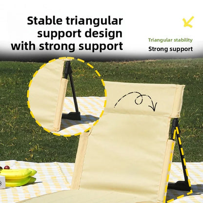 Outdoor Aluminum Alloy Support Pole Lawn Chair Camping Portable Lazy Cushion Extended Folding Backrest Grass Chair