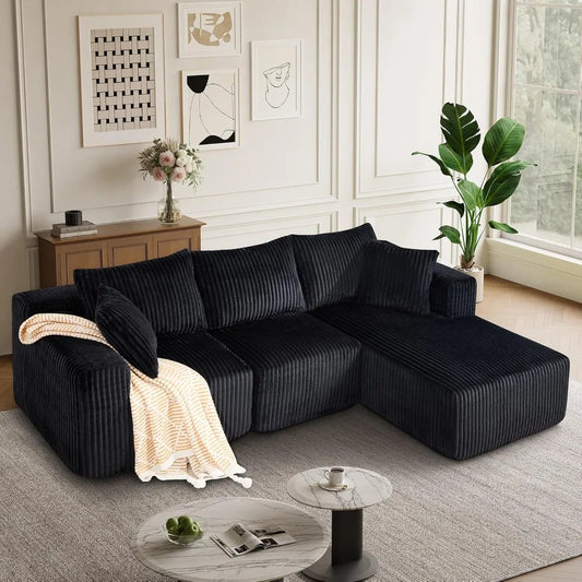 102" Modern Modular Sectional Sofa,Cloud Sectional Couch with Chaise,Deep Seat Boneless Sofa,Comfy Upholstered L-Shape Couch