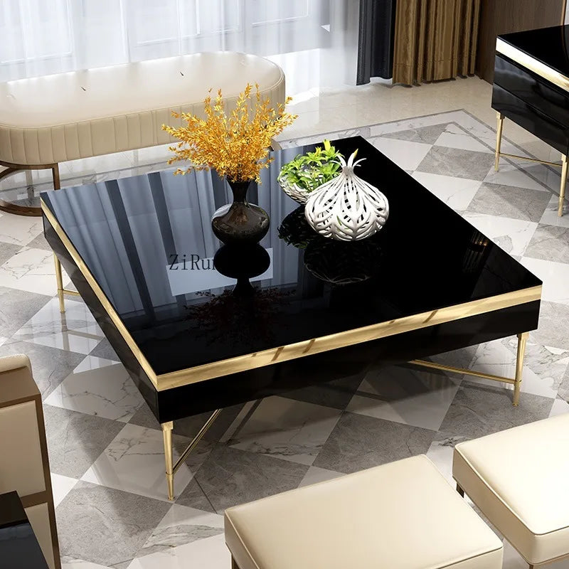 High fashion coffee table living room square paint glass square coffee table