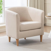 Accent Barrel Chair, Modern Comfy Living Room Chairs with Armrest Small Reading Chair with Cozy Soft Padded for Bedroom Receptio