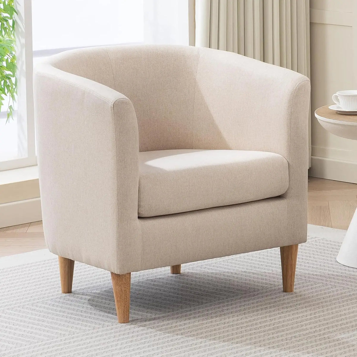 Accent Barrel Chair, Modern Comfy Living Room Chairs with Armrest Small Reading Chair with Cozy Soft Padded for Bedroom Receptio