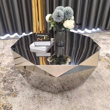 Creative Shape Stainless Steel Light Luxury Mirror Reception Coffee Table Living Room Tea Table Coffee Irregular Table