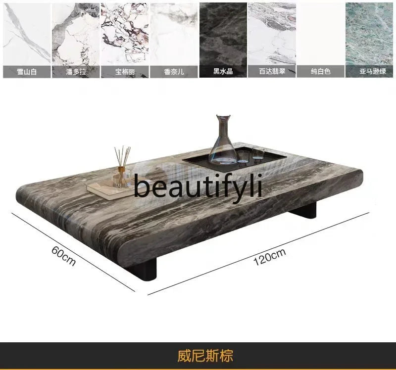 53 Italian Minimalist Snow Mountain White Modern Living Room Rectangular Oval Marble Coffee Table
