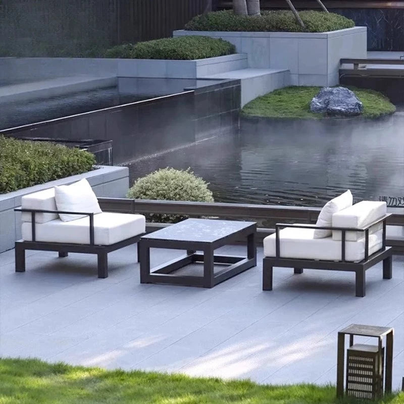 Outdoor villa metal sofa combination courtyard garden new Chinese garden sofa hotel homestay open-air sofa chair