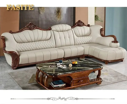 European leather sofa first floor living room villa luxury ebony small apartment
