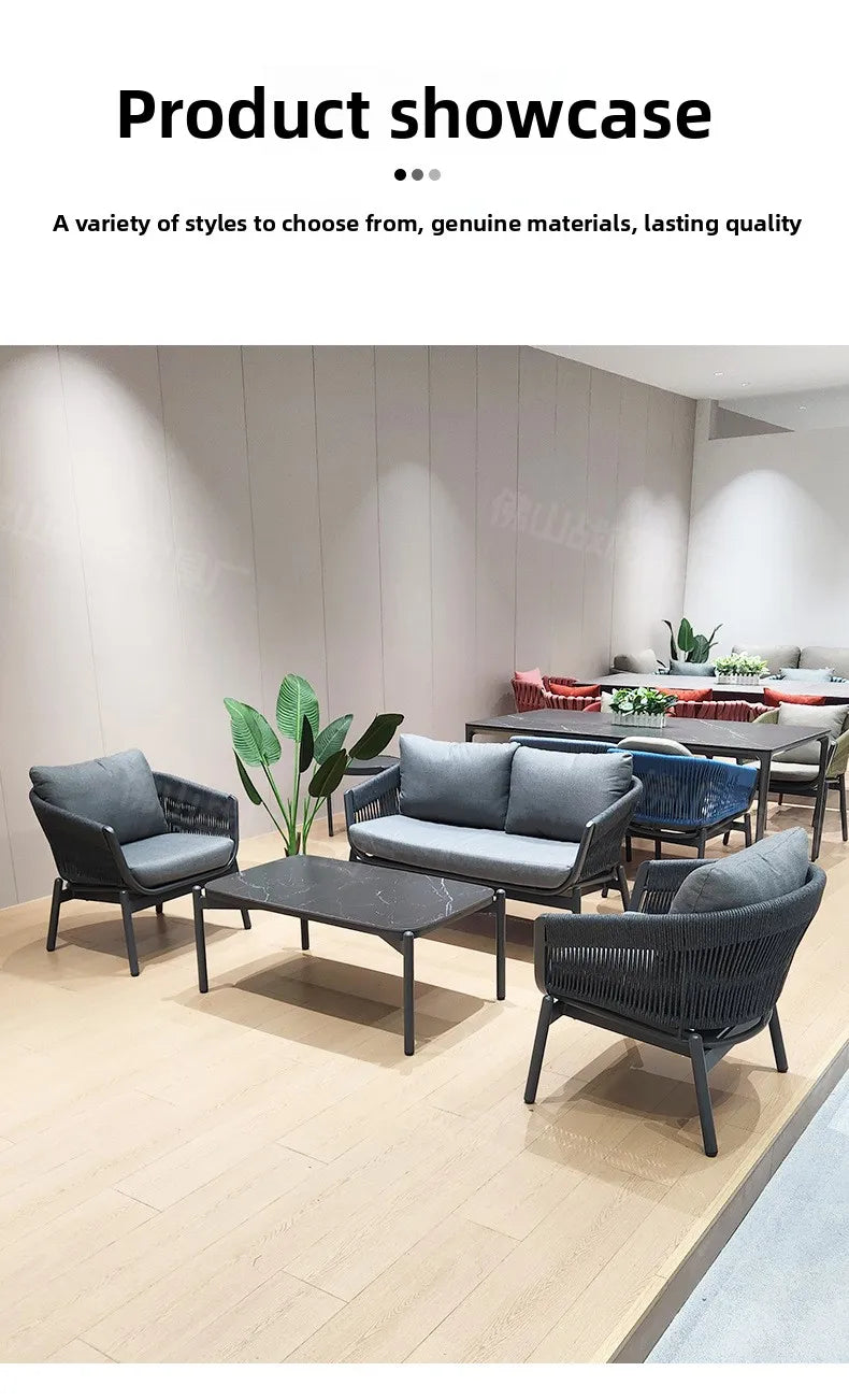 Outdoor Sofa Aluminum patio Villa Courtyard Garden Courtyard High end Hotel Leisure Simple Sofas set