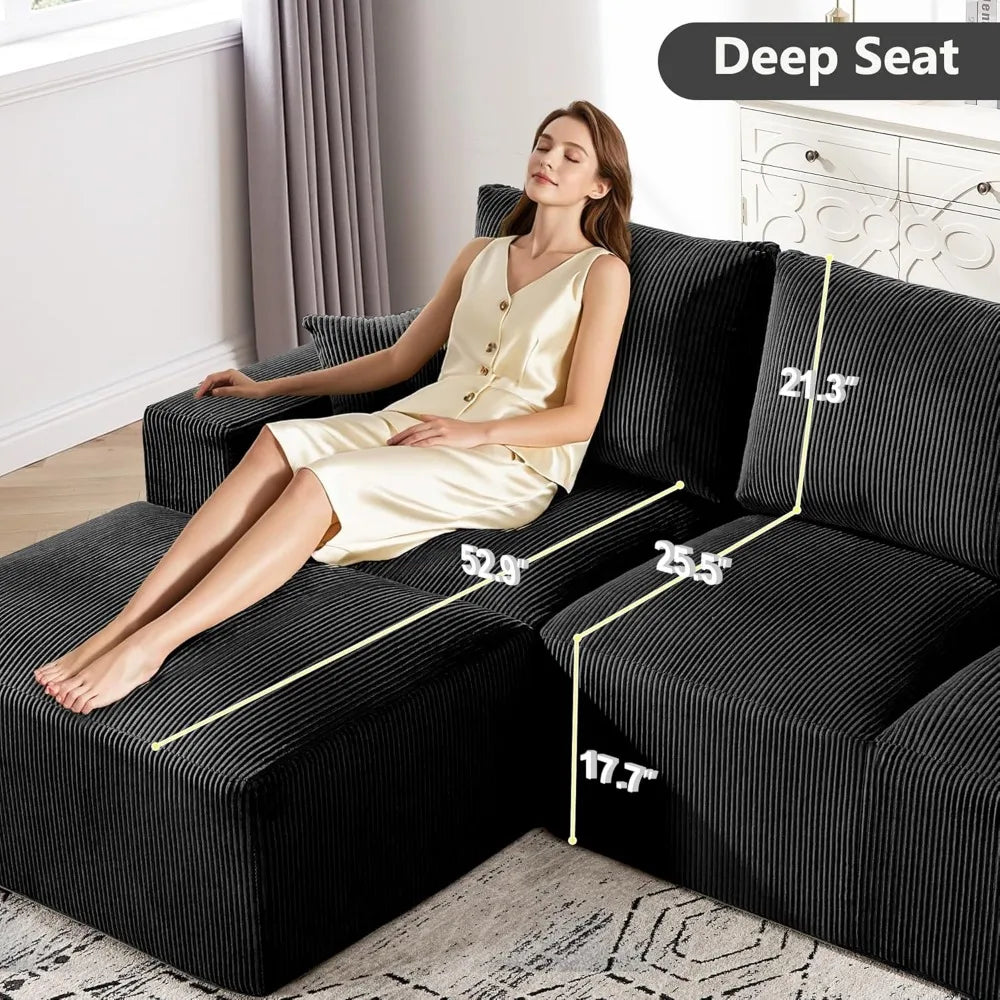 108 Modular Sectional Sofa, Compression Sofa with Deep Seat, Modular L-Shape Couch with Chaise, Upholstered Couches for Living R